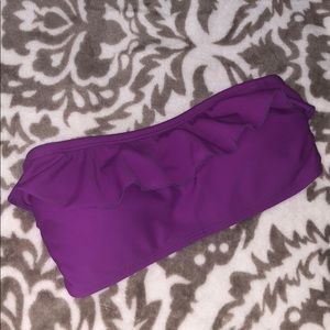 cute strapless purple ruffle bathing suit top